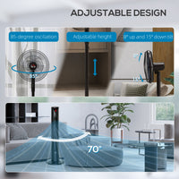 Tower Fan and 16" Pedestal Fan Set, with Remote Control, Height Adjustable, Tilted Head, Timer, Oscillating Standing Fan, Stand Floor Fans for Bedroom, Black
