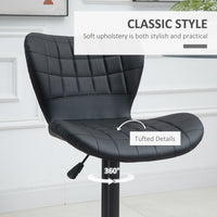 Bar Stools Set of 2, Adjustable Height Swivel Bar Chairs, PU Leather Upholstered Kitchen Counter Stools with Wide Seat, Back and Footrest, Black