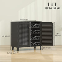 Shoe Cabinet with Adjustable Shelves Shoe Storage Cabinet with 2 Doors for Entryway Hallway Black