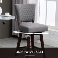 2 Pieces Swivel Bar Stools, Counter Height Stools Set of 2 with Wood Legs and Footrests for Dining Room, Dark Grey