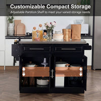 Rolling Kitchen Island with Storage and Stainless Steel Top, Kitchen Trolley with Drawers, Cabinets, Towel Rack