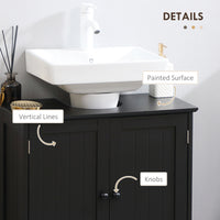 Bathroom Vanity, 24" Pedestal Sink Bathroom Vanity Furniture with 2 Doors and Shelf, Black