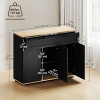 Sideboard Buffet Cabinet, Modern 40" Coffee Bar Cabinet with Wide Drawer, 3 Doors and 2 Adjustable Shelves, Black