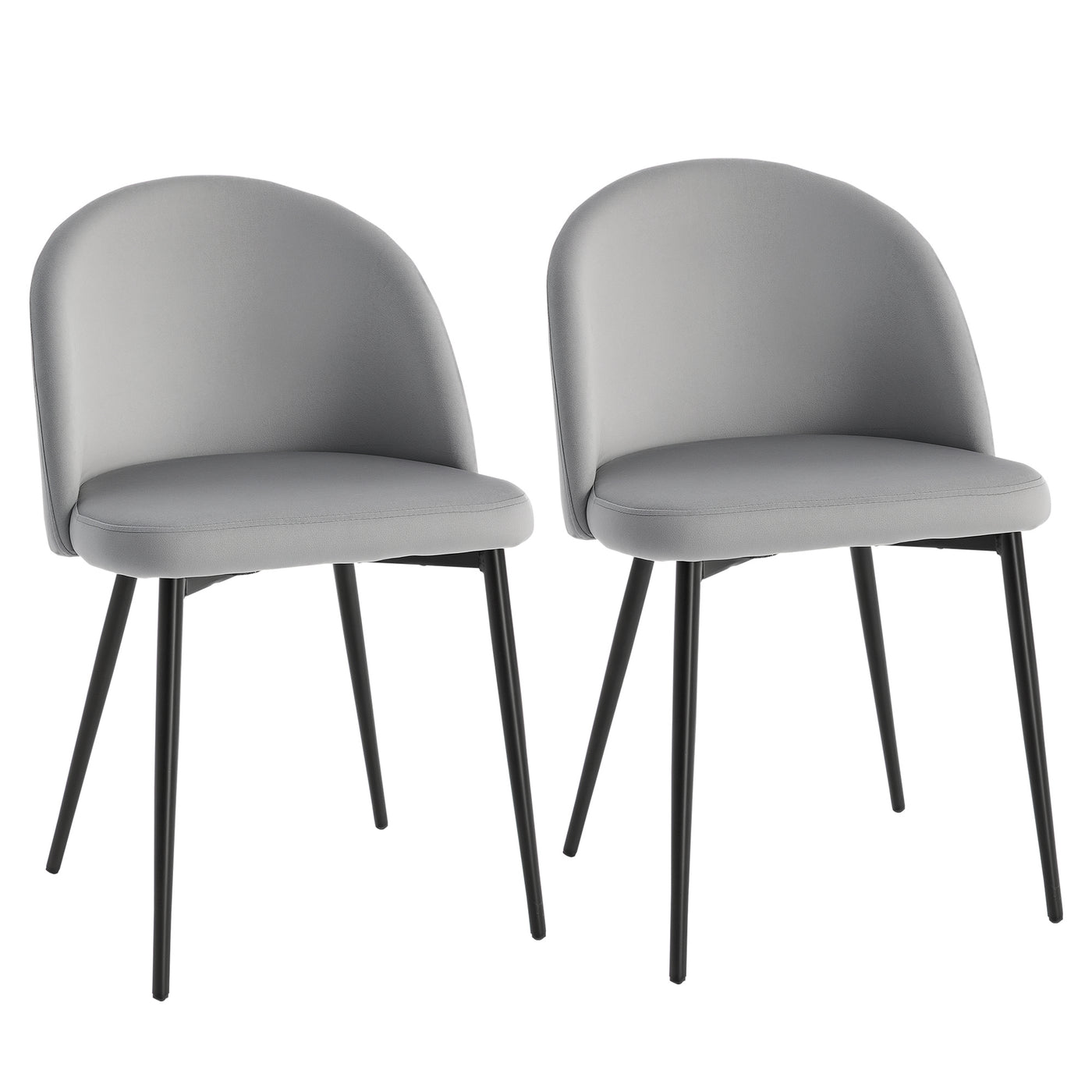 Set of 2 Mid-Back Dining Chair, Mid-Back Velvet-touch Upholstery Kitchen Chair for Living Room Dining Room, Dark Blue
