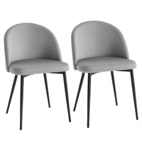 Set of 2 Mid-Back Dining Chair, Mid-Back Velvet-touch Upholstery Kitchen Chair for Living Room Dining Room, Dark Blue