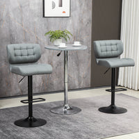 Swivel PU Leather Barstools Set of 2 Adjustable Bar Stools with Footrest Back for Kitchen Counter Dining Room Grey