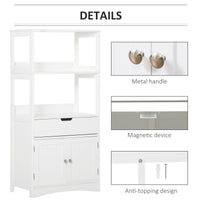 Bathroom Floor Cabinet, Free Standing Kitchen Cabinet with Shelves, Drawer and Doors, for Living Room, White