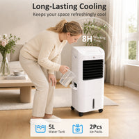Cooling Fan for Bedroom with Ice Pack, Tower Fan with Remote Control, 3 Modes, 3 Speeds, 7.5H Timer, White
