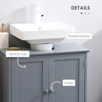 Bathroom Vanity, 24" Pedestal Sink Bathroom Vanity Furniture with 2 Doors and Shelf, Grey