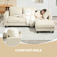 L Shaped Couch, L Shape Sofa with Chaise Lounge and Spring Cushion for Living Room, Bedroom, Beige