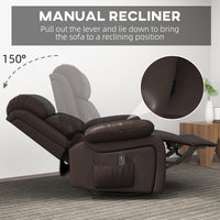 PU Leather Reclining Chair with Vibration Massage Recliner, Swivel Base, Rocking Function, Remote Control, Brown
