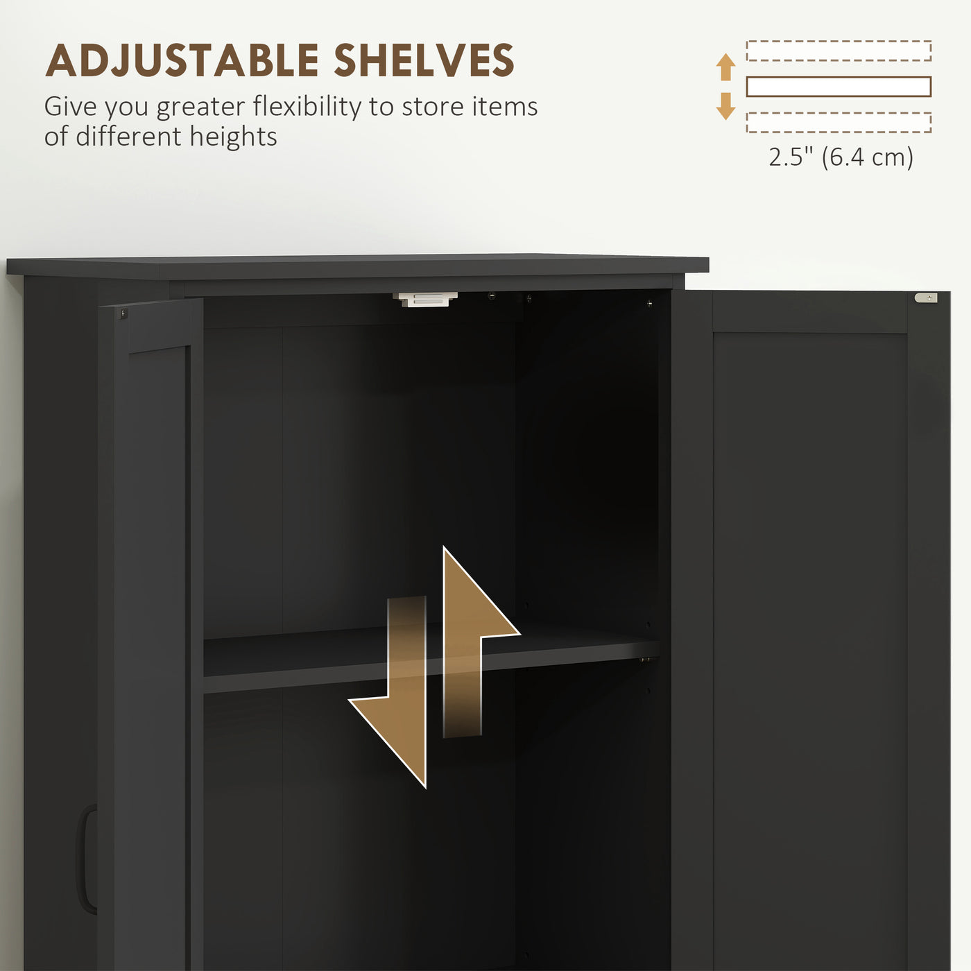 60" 4-Door Storage Cabinet Multi-Storey Large Space Pantry with Adjustable Shelves Black