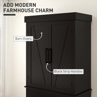 72" Kitchen Storage Cabinet, Farmhouse Kitchen Pantry Cabinet with 4 Barn Doors, Drawer, Adjustable Shelves, Black