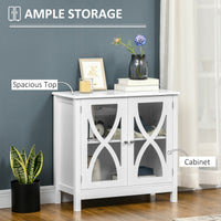 Kitchen Sideboard, Glass Door Buffet Cabinet, Bathroom Storage Cabinet with Adjustable Storage Shelf for Dining Room, Living Room, White