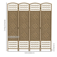 4 Panel Folding Room Divider, Portable Privacy Screen, Wave Fiber Room Partition for Home Office, Natural