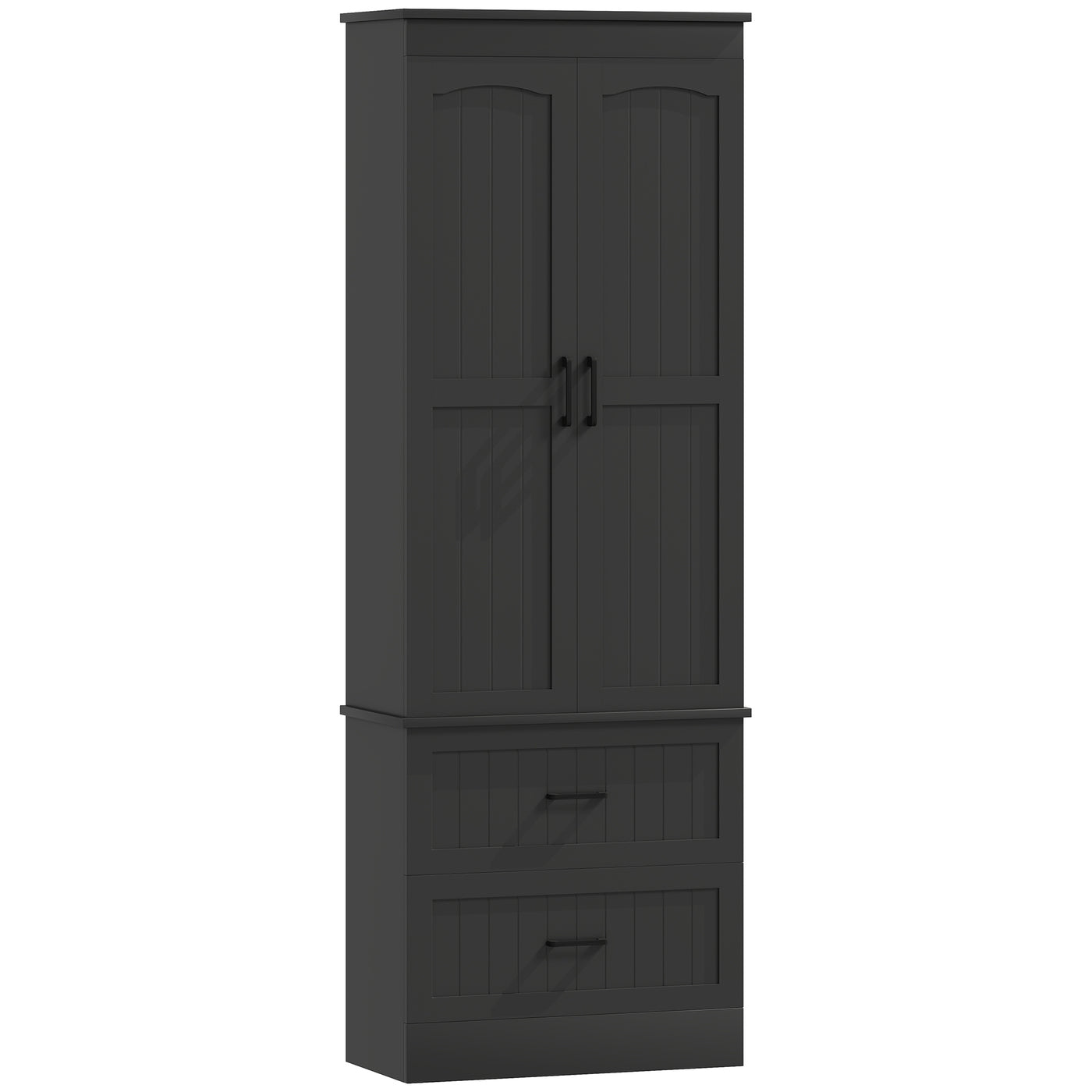 Tall Pantry Cabinet, 67" Kitchen Storage Cabinet with Adjustable Shelves and 2 Drawers for Kitchen, Dining Room, Black
