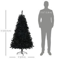 5ft Artificial Christmas Trees with Auto Open and Steel Base, Black