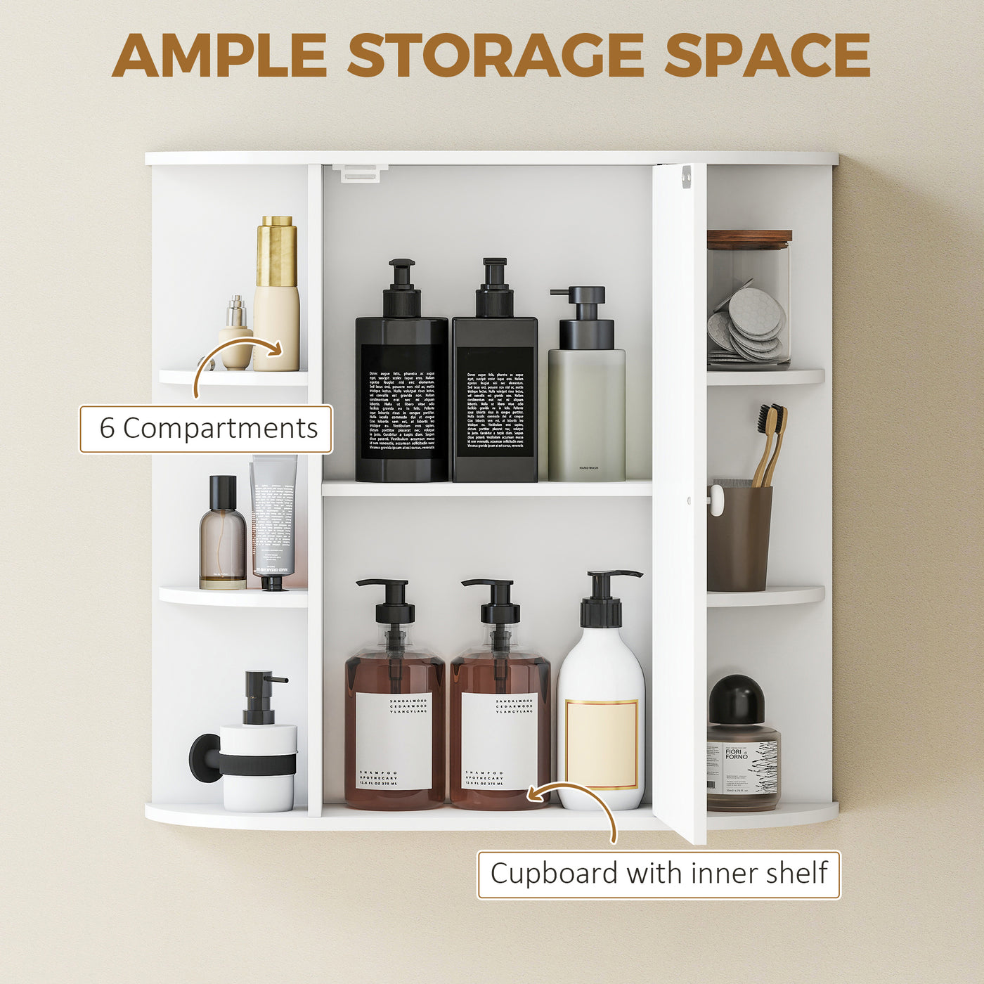 Mirrored Bathroom Wall Cabinet Wall Mounted Medicine Cabinet with Door & Shelves, White