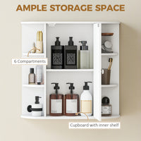 Mirrored Bathroom Wall Cabinet Wall Mounted Medicine Cabinet with Door & Shelves, White