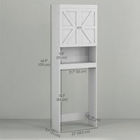 Over The Toilet Cabinet, Modern Bathroom Above Toilet Storage with Barn Doors and Open Shelf, White