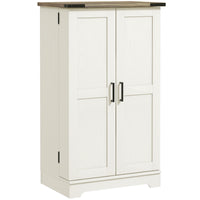 Farmhouse Kitchen Pantry Storage Cabinet, Kitchen Pantry Cabinet with Doors and Adjustable Shelves, Cream White