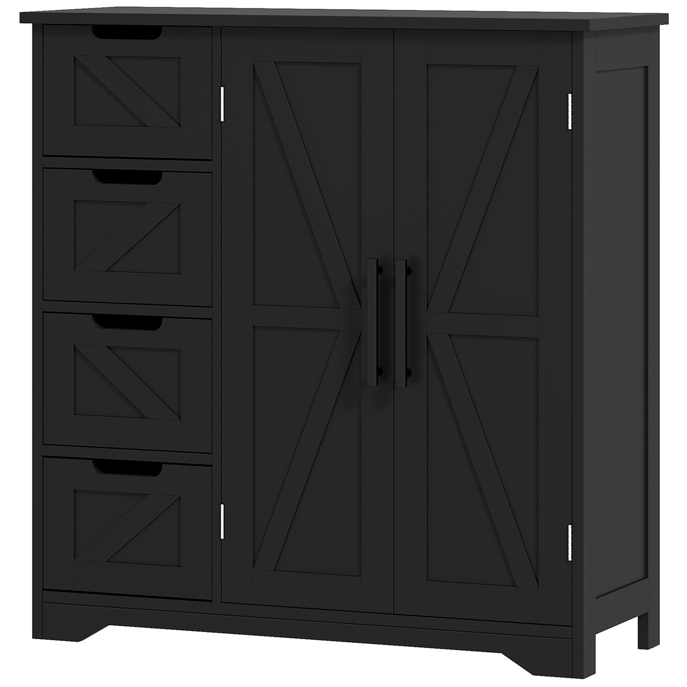 Bathroom Floor Cabinet, Farmhouse Bathroom Storage Cabinet with Adjustable Shelf, Black
