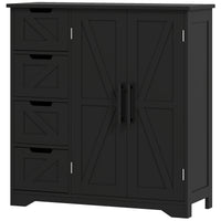 Bathroom Floor Cabinet, Farmhouse Bathroom Storage Cabinet with Adjustable Shelf, Black