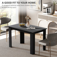 47" Kitchen Table for 4-6 People, Dining Table with Wood Effect for Dining Room, Black
