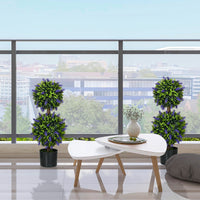 2.3ft Set of 2 Artificial Plants, Lavender Flowers Ball Trees with Pot, for Home Indoor Outdoor Decor