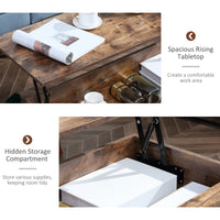 Lift Top Coffee Table with Hidden Storage Compartment Lift Tabletop Center Table for Living Room, Rustic Brown