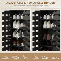 Shoe Cabinet, 20 Pair Shoe Storage Cabinet with Hollowed-Out Doors, Black
