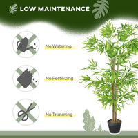 Artificial Bamboo Tree Set of 2, 5ft Fake Tree with Realistic Leaf and Natural Trunk, Decorative Plant in Nursery