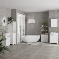 Bathroom Vanity, 24" Pedestal Sink Bathroom Vanity Furniture with 2 Doors and Shelf, White