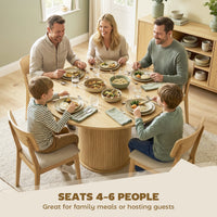 Round Dining Table for 4-6, 47 Inch Kitchen Table with Fluted Pedestal Base, for Kitchen Living Room Dining Room, Natural