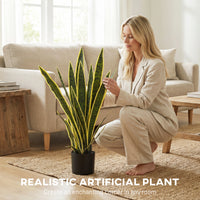 30" Artificial Snake Plant with 21 Leaves in Pot, Decorative Fake Plant for Home, Office, and Living Room, Green