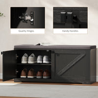 Shoe Storage Bench with Padded Seat, Entryway Bench Holds up to 352 lb, Shoe Organizer, 8 Pairs, Black Wood Grain