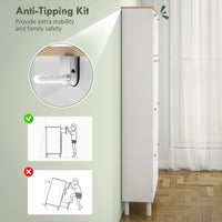 Narrow Shoe Cabinet with 4 Flip Drawers, Shoe Storage Cabinet with Adjustable Shelves, Holds 24–32 Pairs, White