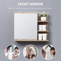 Medicine Cabinet with Mirror, Wall Mounted Bathroom Mirror Cabinet, Bathroom Wall Cabinet with 3 Open Shelves, Natural