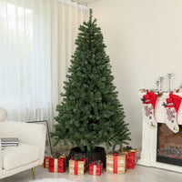 7.5ft Artificial Christmas Trees with Auto Open and Steel Base, Green