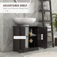 Bathroom Vanity, 24" Pedestal Sink Bathroom Vanity Furniture with 2 Doors and Shelf, Coffee