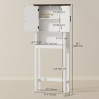 Over The Toilet Storage, Bathroom Cabinet Over Toilet with Open Shelf and Adjustable Bottom Bar, White