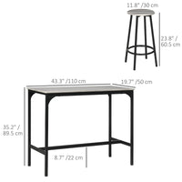 5-Piece Bar Table Set for 4, Industrial Counter Height Bar Table and Chairs for Kitchen, Dining Room, Grey