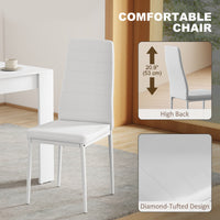 Dining Table Set for 2, Square Kitchen Table and Chairs, Dining Room Table and PU Leather Upholstered Chairs, White