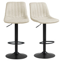 Counter Height Bar Stools Set of 2, Adjustable Height Bar Chairs with Swivel Seat, Leathaire Upholstery