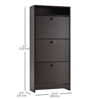 Slim Shoe Storage with 3 Flip Drawers and Adjustable Shelves Shoe Cabinet Organizer for 9 Pair, Coffee