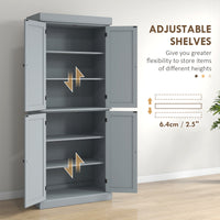 72.5" Freestanding Kitchen Pantry Cabinet with 4 Doors, Grey