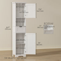 67" Tall Bathroom Storage Cabinet, Narrow Bathroom Cabinet with LED Light, Adjustable Shelf, Open Compartment, Drawer