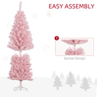 5FT Pencil Christmas Tree, Artificial Christmas Tree with Automatic Open for Home Party, Pink