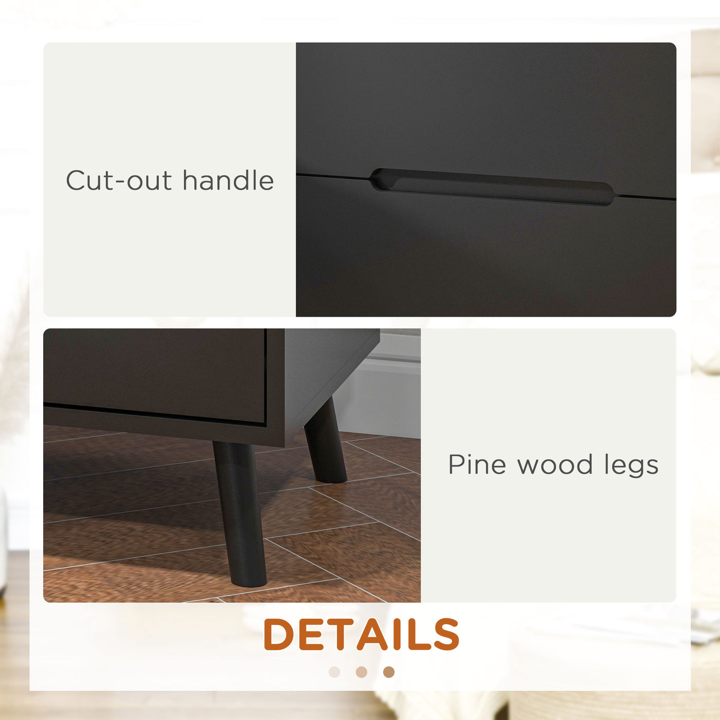 Modern Nightstand, Night Table with 2 Drawers, Bed End Table with Solid Wood Legs for Bedroom