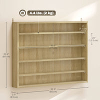 5-storey Display Cabinet, Shot Glass Display Case, Glass Curio Cabinet with 2 Glass Doors and 4 Adjustable Shelves, Oak
